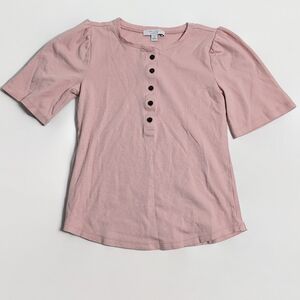 Ann Taylor Weekend Blush Pink Henley Top – XS